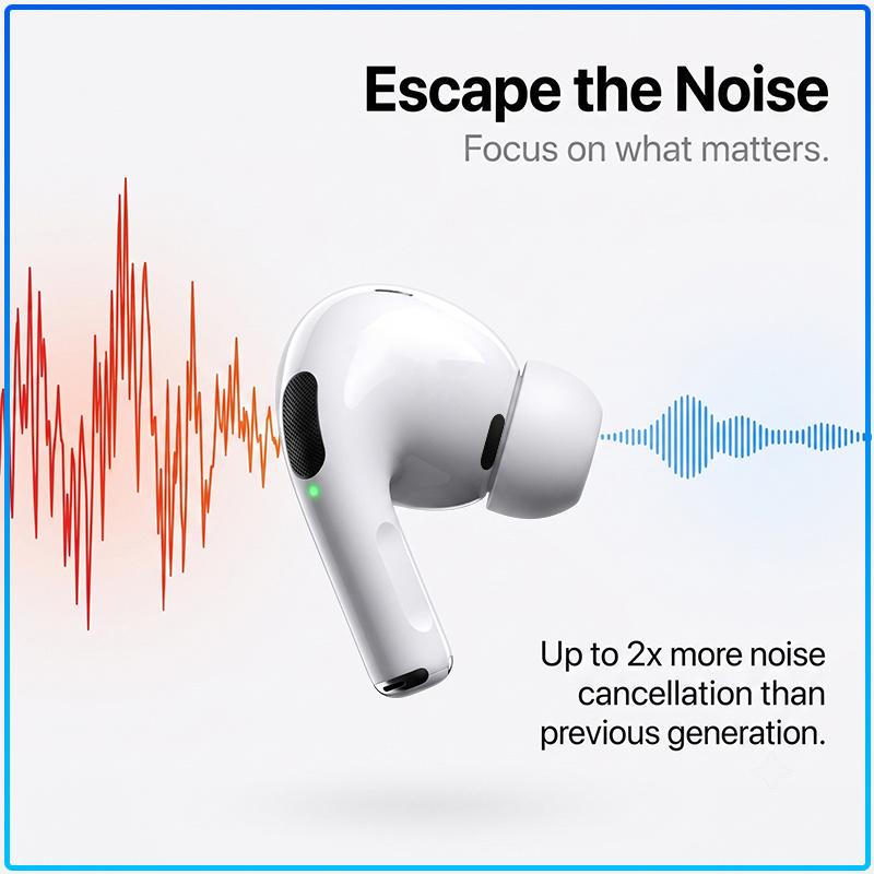 Ultimate Sound Experience AirPods Pro 3 Bluetooth Earbuds Built-in Noise Cancellation System IPX4 Daily Sweat Resistant Comfort Fit Wireless Earphones