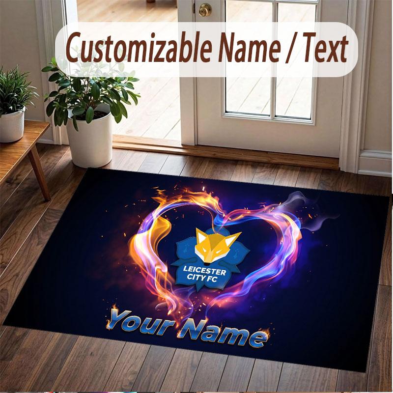 Custom Rug Leicester City Pattern Print Name Text Soft Non‑Slip Floor Carpet for Home Indoor Decoration