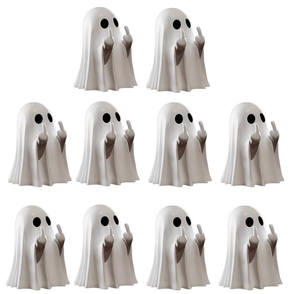 Xiaomi 1-10Pcs Cute Middle Finger Ghost Statue Funny Ghost Statue Small Scary Ghost Figurines Halloween Home Decor New Year's Gifts