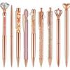 Rose Gold Kugelschreiber Set - Stilvolle Metallstifte mit Kristallakzenten - Perfekt für Studenten, Büro, Geschenke und Hochzeiten