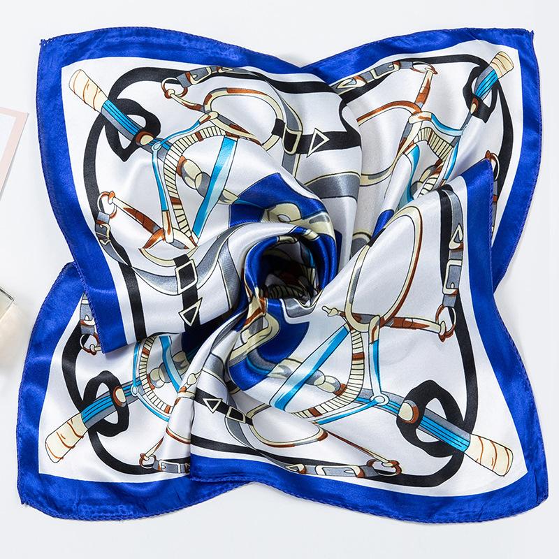 Light Luxury 50Cm Small Square Scarf Chain Printed Silk Scarf Women'S Thin Neck Protection Scarf Cheap Silk Scarf Gift