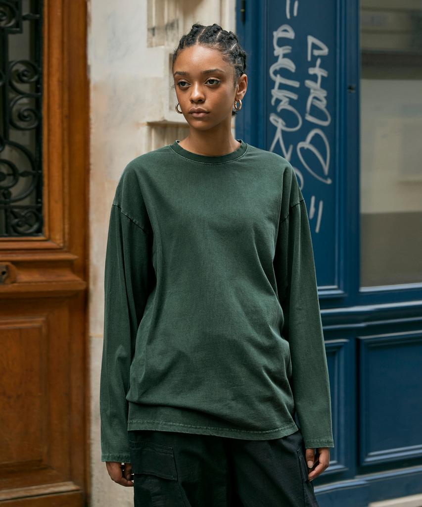 Peullukeu Pigment Long Sleeve T-Shirt Blue Green Flt701