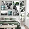 Nature Landscape Poster Plant Lion Animal Leaf Canvas Wall Art Plam Tree Starry Night Painting Decorative Home Picture Decor