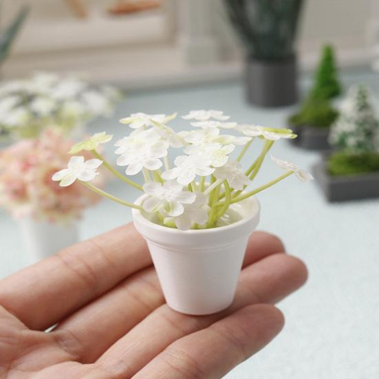 Mini Potted Plant 1:12 Scale Miniature Potted Flowers Tiny Table Centerpiece for Doll Mansion Mini Scene Decor