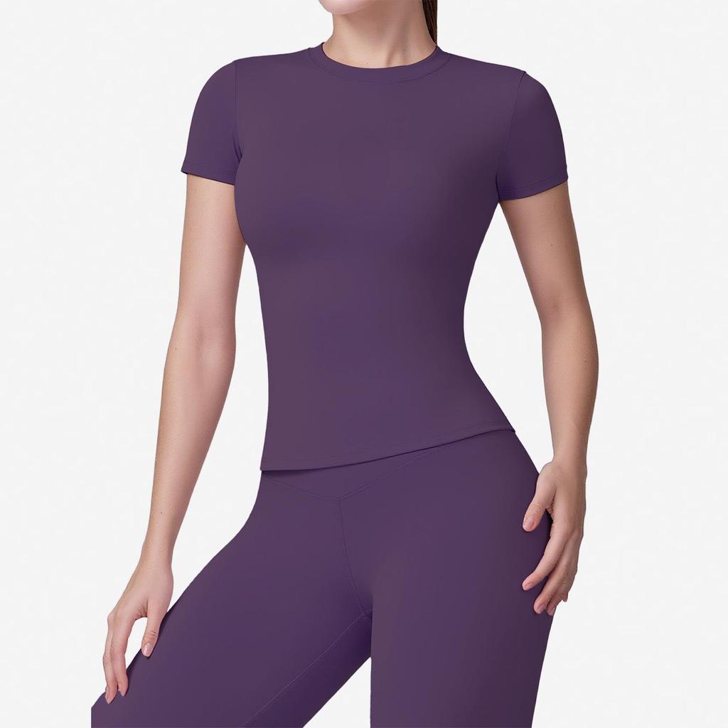 Nude Feel Quick-Dry Waist-Cinching Yoga Top - Short Sleeve