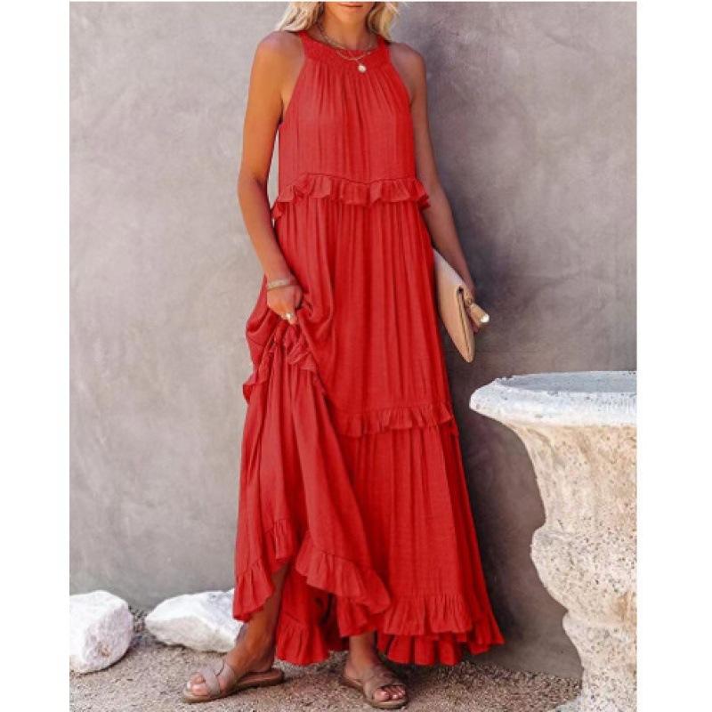 Abiti Lunghi Estivi Carini da Donna Senza Maniche Casual Svasati Taglie Forti Sexy Maxi Abito Occasioni Formali Festa Serale