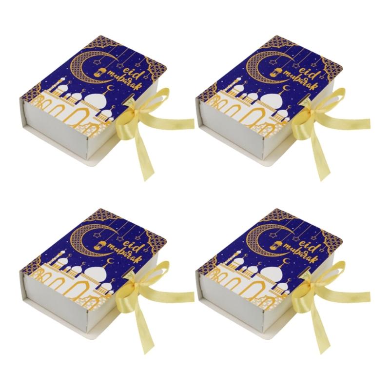 50Pieces Book Shape Eid Candy Boxes 5x3.5x1.5Inch Party Treat Boxes Candy Cookie Bags For Candies And Cookie Packaging