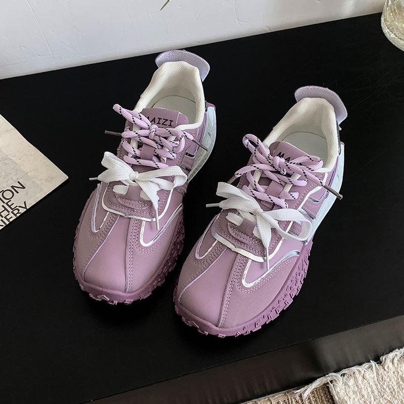 

Thick-soled dad shoes women s new spring heightening comfortable thin casual moral training dad shoes summer 40 фиолетовый