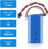 LiPo Battery 1500mAh 7.4V 2S | Compatible with RC Toys U12A, S033G, Q1, H101 | SM-2P Connector | Long Runtime | 67x19x37mm – 96g, Blue