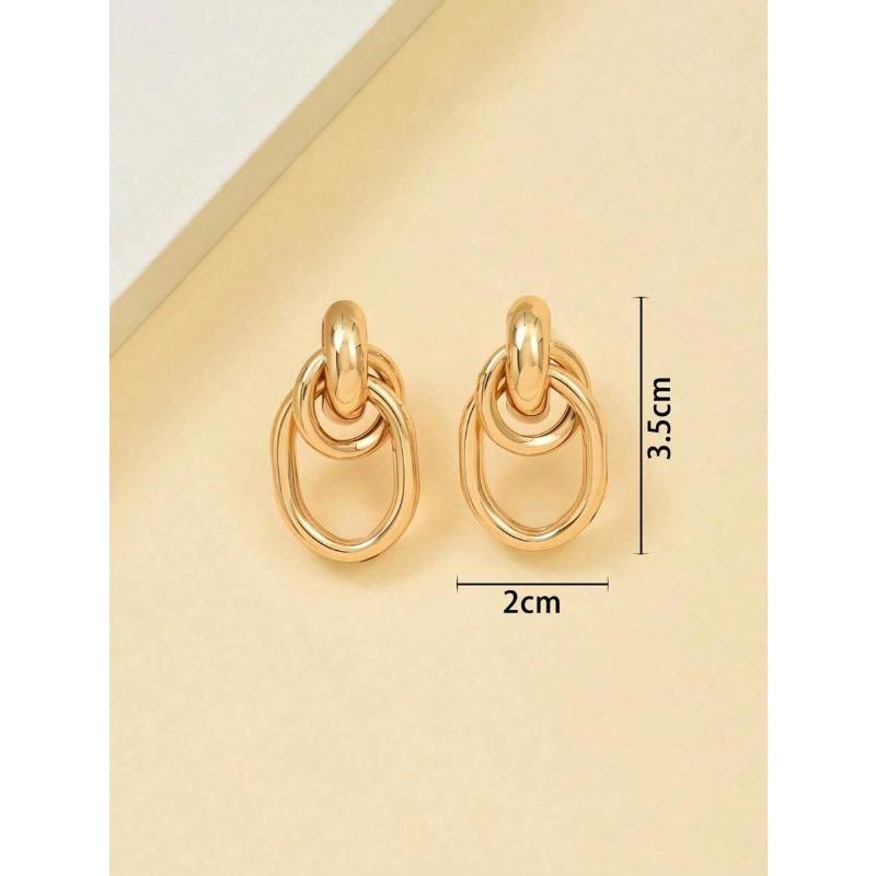 1pair Fashionable Multi-Turn Knotted Design Stud Earrings For Women, Double Hoop Studs, Statement Dangling Earrings, Unique Earrings