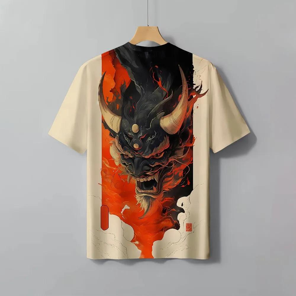 Short Sleeve Cartoon Print T-Shirt Casual Weekend Wear Crew Neck Men and Teens Vacation Resorts Spring/Summer/Fall