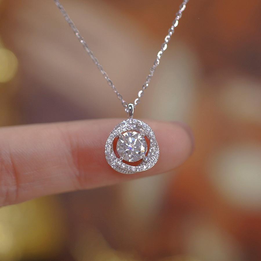 Mobius S925 Sterling Silver White Gold-Plated Diamond Zircon Clavicle Necklace - Luxurious Women’s Jewelry 925 Silver