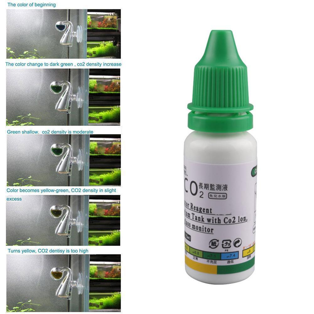 15ml Aquarium CO2 Solution Monitor CO2 System Concentration Fish Tank Glass Liquid Tester Fluid Glass Carbon Dioxide Checker