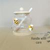 High Borosilicate Glass Honey Jar with Lid and Stirrer - Kitchen Storage Jar
