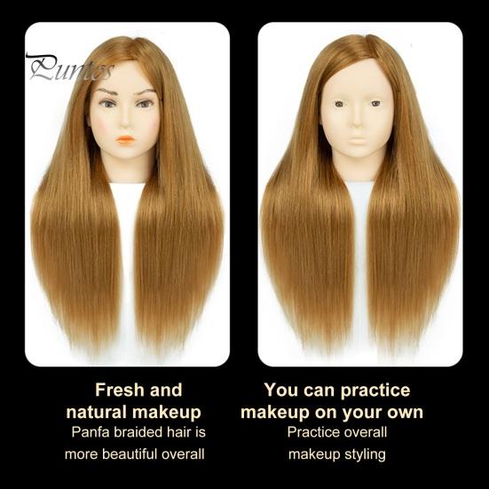 Mannequinkopf mit Echthaar Friseur Flechten Haarstyling Trainingspuppe Kosmetologie Puppenkopf Braun Golden Lange Haare Friseur Make-up