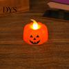 Indoor Festive Home Decor 2Pcs Halloween Pumpkin Flameless Candles, Battery Operated LED Candle, Decorative Candles Tabletop Display Ornaments Light,