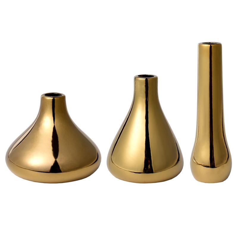 Nordische Heimbüro Schreibtisch Dekoration Luxus Vergoldete Vase Trockenblumen Vase Keramik Blumenvase Moderne Mini Vase vazen