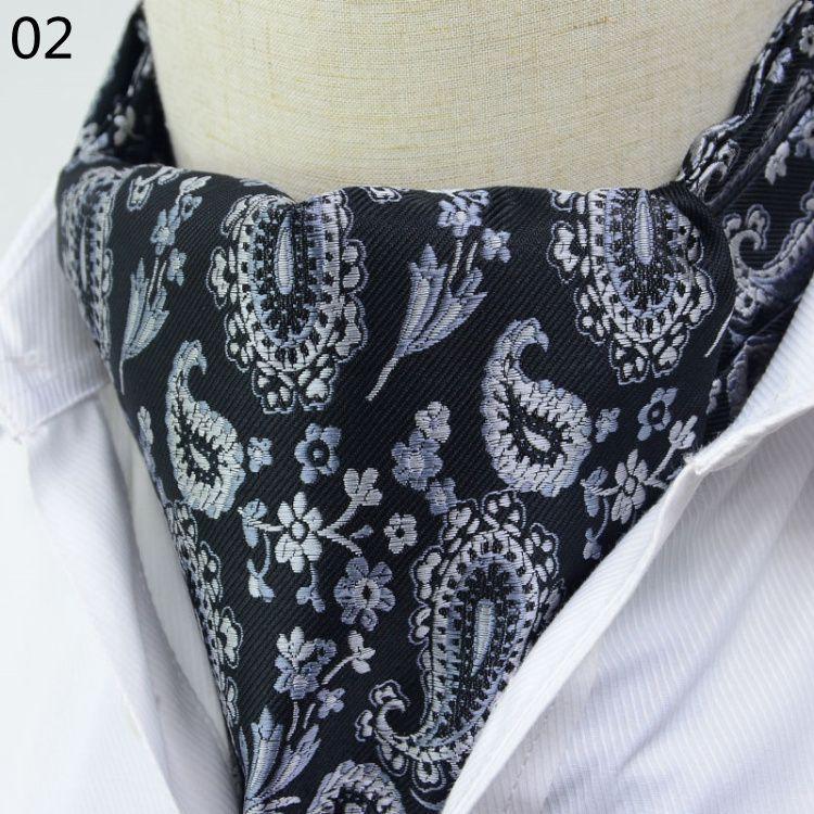 Luxury Men's Ascot Ties Vintage Paisley Cravat Self Tied British style Gentleman Polyester Silk Neck Tie Wedding FormaParty