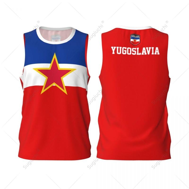 Jugoslawien Flaggenmuster Tanktops Für Männer Basketball Sport Laufen 3D Gedruckte Tops Sommer Freizeit Locker Street T-Shirts Rundhals Weste