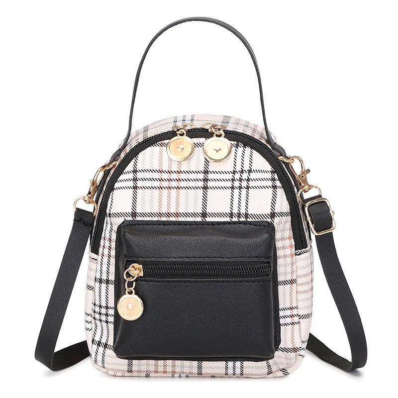 Women's Bag Summer Contrasting Color Printing Plaid Portable Backpack Candy Color Simple Mobile Phone Bag
