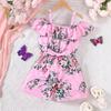 Children's Clothing New Arrival for Girls Summer Resort Style Ruffled Floral Jumpsuit