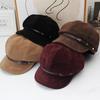 Autumn and winter retro octagonal newsboy hat female British temperament belt buckle short brim beret showing face small painter cap