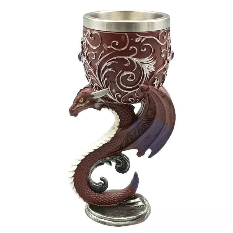 Cupa Medievală 3D Mitologie Dragon Roșu 2023 - Pahar de Vin Personalizat pentru Cupluri