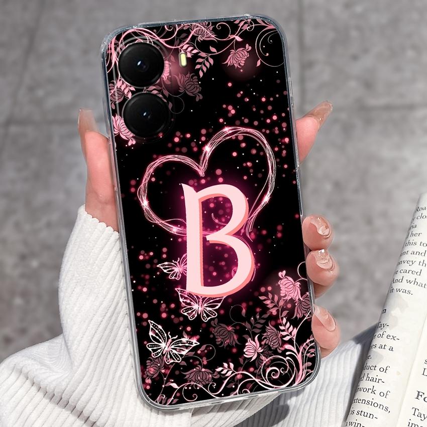 Initial Letter A-Z Fashion Phone Case For Xiaomi Poco X7 X6 X5 X4 X3 Pro C85 C75 C71 C51 C50 Black TPU Soft Silicone Protective Shell For Xiaomi Cover