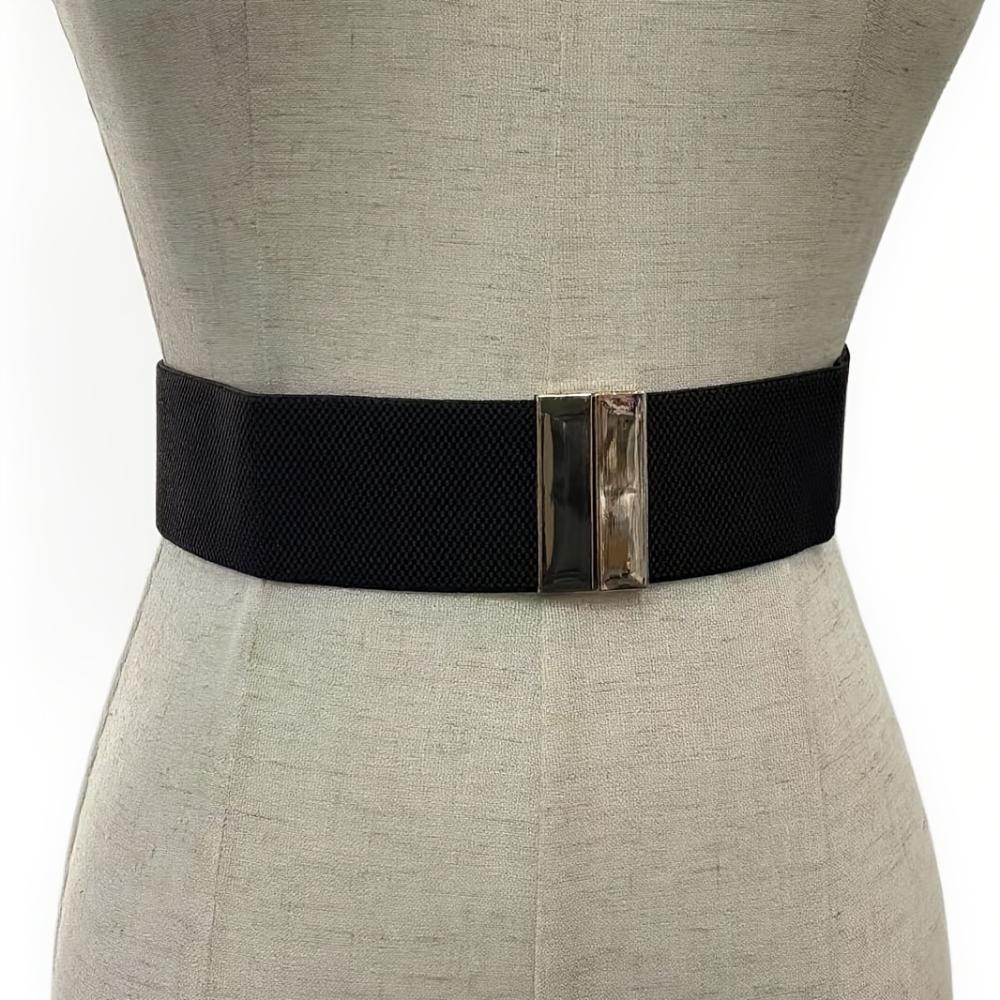 Damen Breiter Elastischer Gürtel mit Metallschnalle - Verstellbarer Einziehbarer Kleidergürtel, Geeignet für Hochzeiten, Partys, Plus Size Gürtel, Damenkleidergürtel