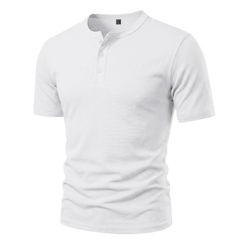 Men's Quick-dry Henley Collar Eyelet Fabric Short Sleeve T-shirt