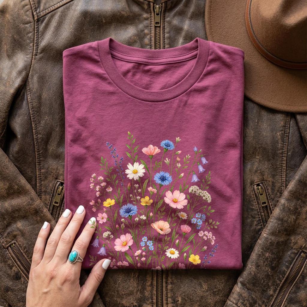 Vintage Wildflower Comfort Colors® T-Shirt, Retro Boho Floral Botanical Graphic Tee, Cottagecore Nature Lover Plant Mom Gardener Gift Her