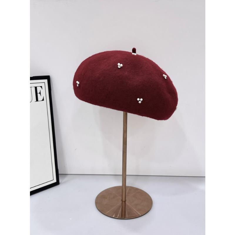 25 early autumn new silver silk rhinestone beret hat wool elegant knitted hat tide