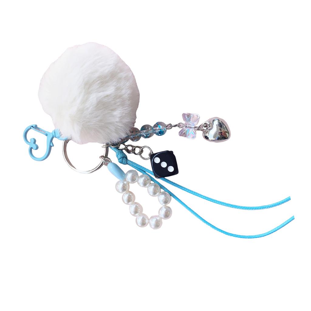 Multipurpose Pearls Embellished Keyring Trendy Pearls Accented Sphere Keychain Sturdy Alloy Acrylic Bag Decoration