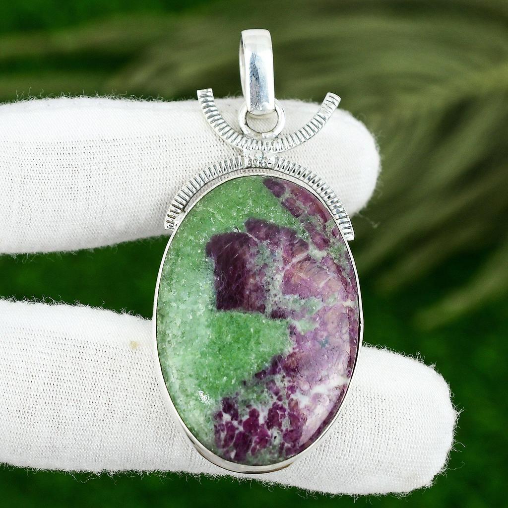 Natural Ruby Zosite Gemstone Pendant 925 Sterling Silver Jewelry For Women