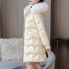 Zimní dámský kabát Zesílený Vatovaný Umělá kožešina Dlouhý rukáv Zapínání na zip Bavlna Dámský Péřový kabát Slim střih Střední délka Kapsy Bunda