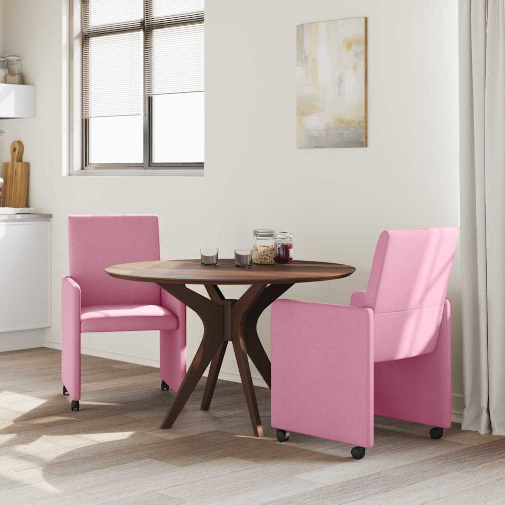 Dining Chairs with Casters 2 pcs Pink 57 x 66 x 94 cm Fabric