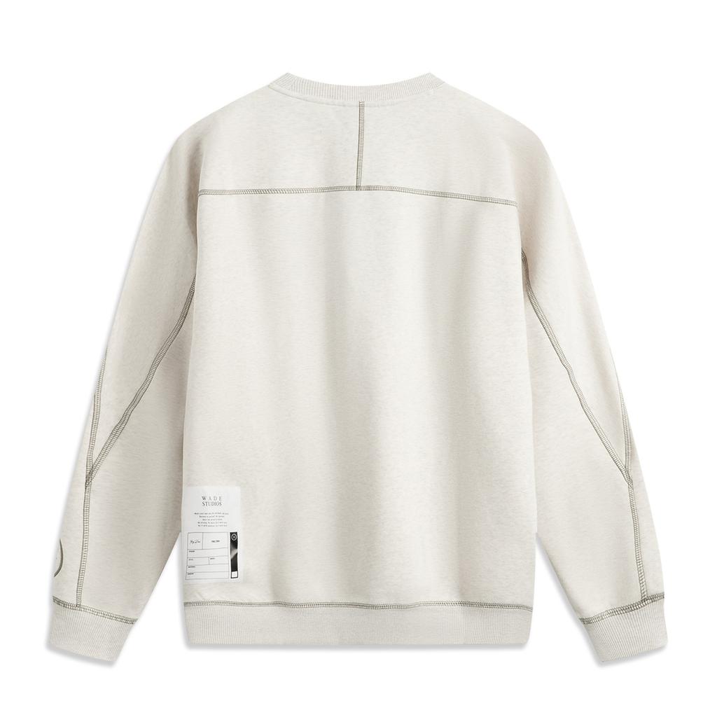 Li Ning X Yng DNA Collaboration Wade Series Round Neck Letter Print Embroidered Fleece Warm Loose Pullover Sweatshirt Men Sweatshirt AWDUH29-2