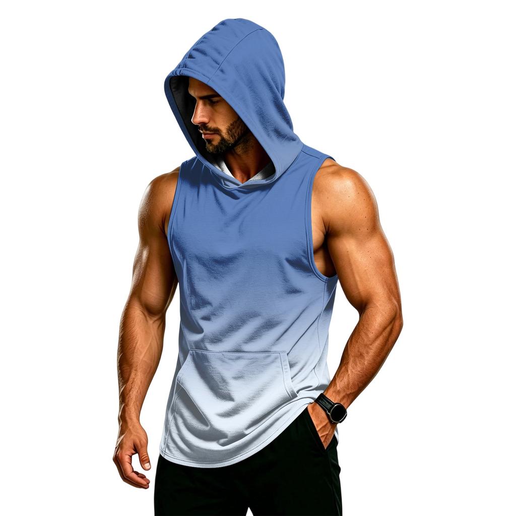 Men's Sleeveless Hoodie Muscle Fit Gym Tank Top Breathable Quick Dry Workout Vest for Fitness Training and Athletic Activities