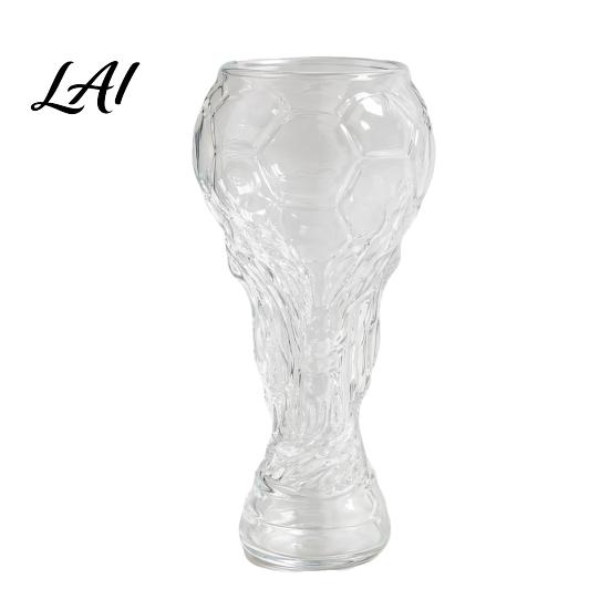 Football Celebration Glass Beer Cup Trophy Style 730ml Clear Borosilicate Lager Mug Cup with Heavy Relief Base Party Drinkware Safe Packaging