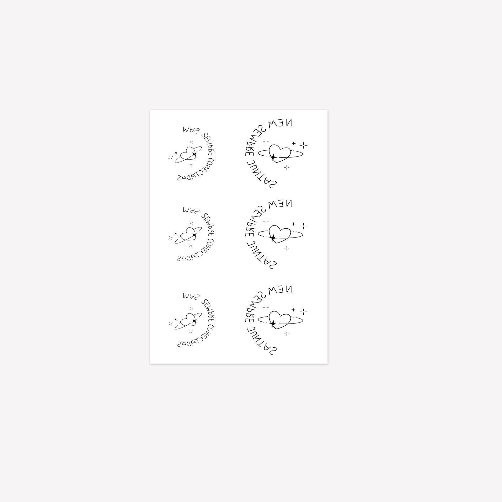 Simple English Love Planet Tattoo Sticker, Couple Waterproof Simulation Herbal Juice Sticker Non-Reflective 7*9CM