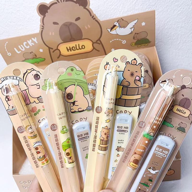 1PC Cartoon Capybara 0.5mm Mechanical Pencil Set School Office Drawing Writing Tools Student Pencils Stationery Gifts