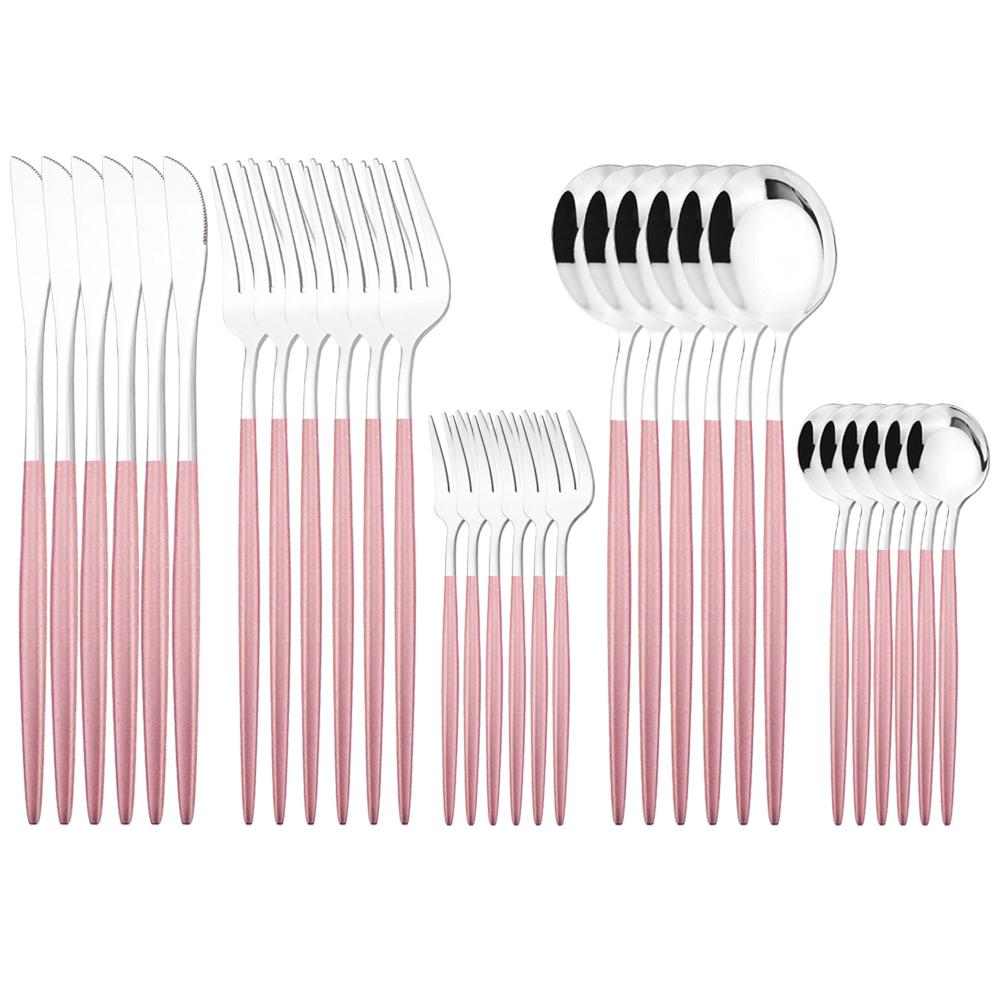 30Pcs Gold Dinnerware Cutlery Set High Quality Stainless Steel Flatware Knife Teaspoon Fork Tableware Western Kitchen Silverware