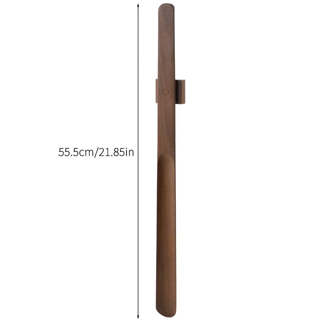 

55.5cm Zelkova Wood Magnetic Shoe Horn – No-Bend Light Luxury Shoe Lifter for Elderly & Pregnant, Space-Saving Entryway Aid коричневый