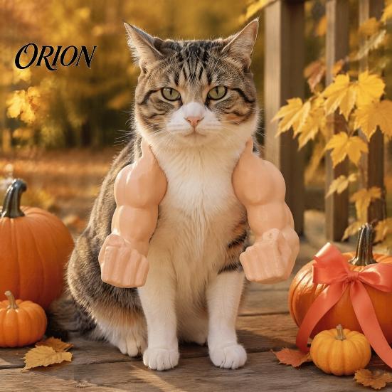 Playful Cat Dress-up Items Muscle Arms, Hilarious 3D Printed Muscular Pet Lightweight Arms for Kittens Shoulder Attachment Feline Cosplay, Fun