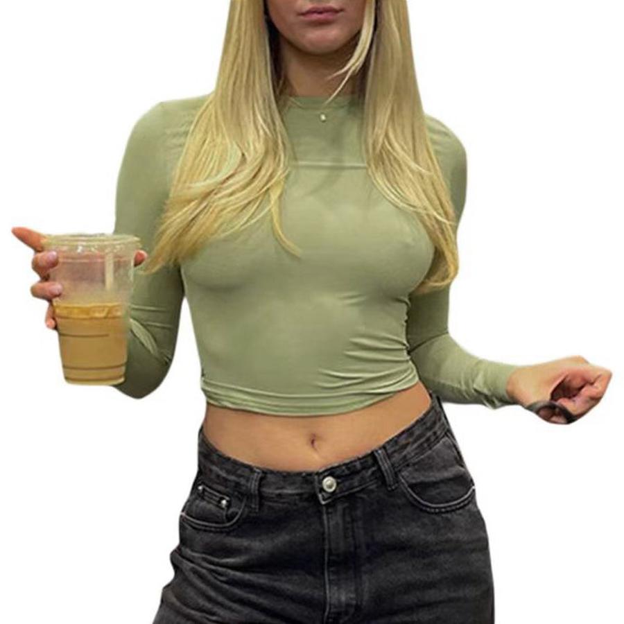 Fall New Sexy Women's Short Sleeve T-Shirt Cami Top Slim Fit Long Sleeve