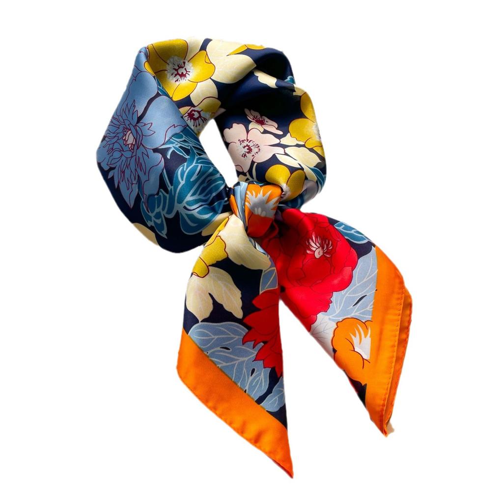 71 New French high-end silk scarves Spring, Autumn and Summer Versatile Decorative Simulation Silk Small Square Scarf Professional Wear Scarf