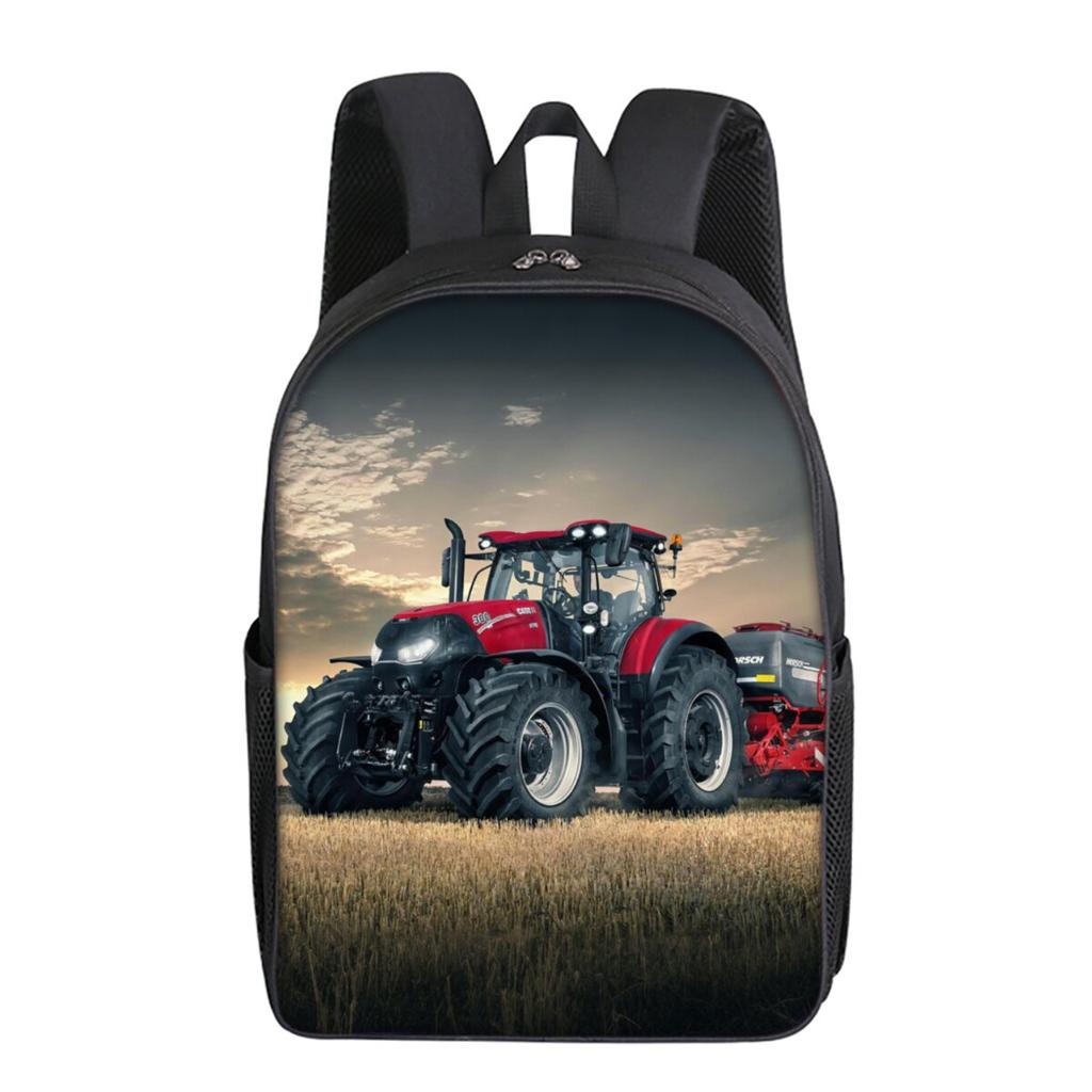 Excavator Printing Single Layer Backpack for Boy and Girls Best Gifts 2D Flat Cartoon School Bags for Children