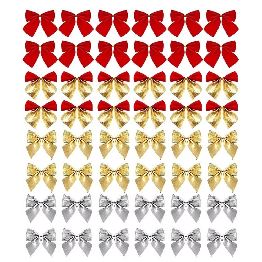 

48Pcs Fluffy Christmas Bowknot Ornaments DIY Craft Christmas Tree Bow Decoration Xmas Tree Decor 48Pcs