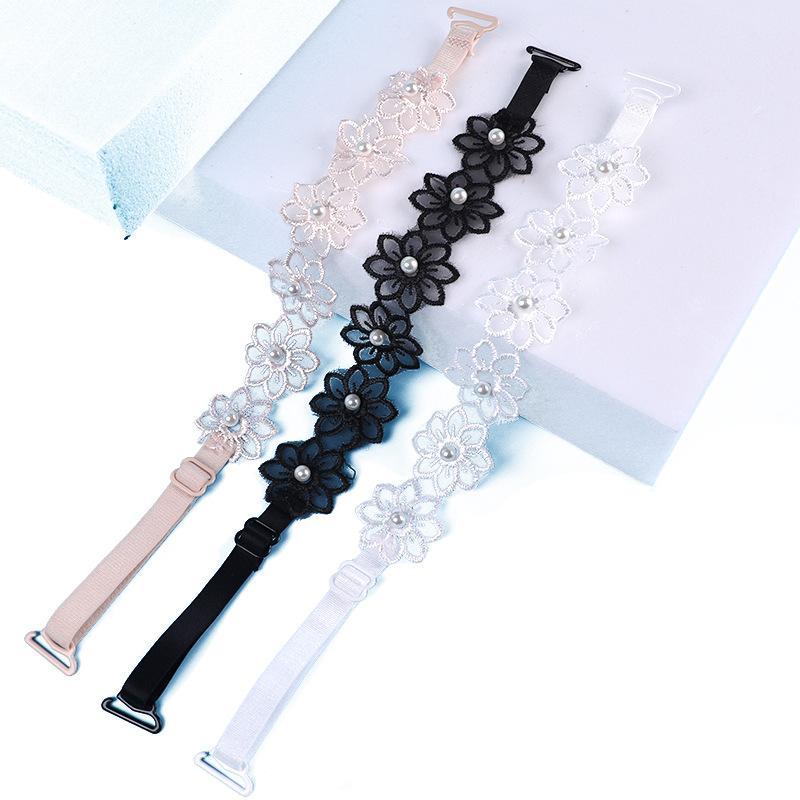 Lace Pearl Bra Straps With Adjustable Length Soft Texture Perfect For Off Shoulder Dresses Daily Casual Wear