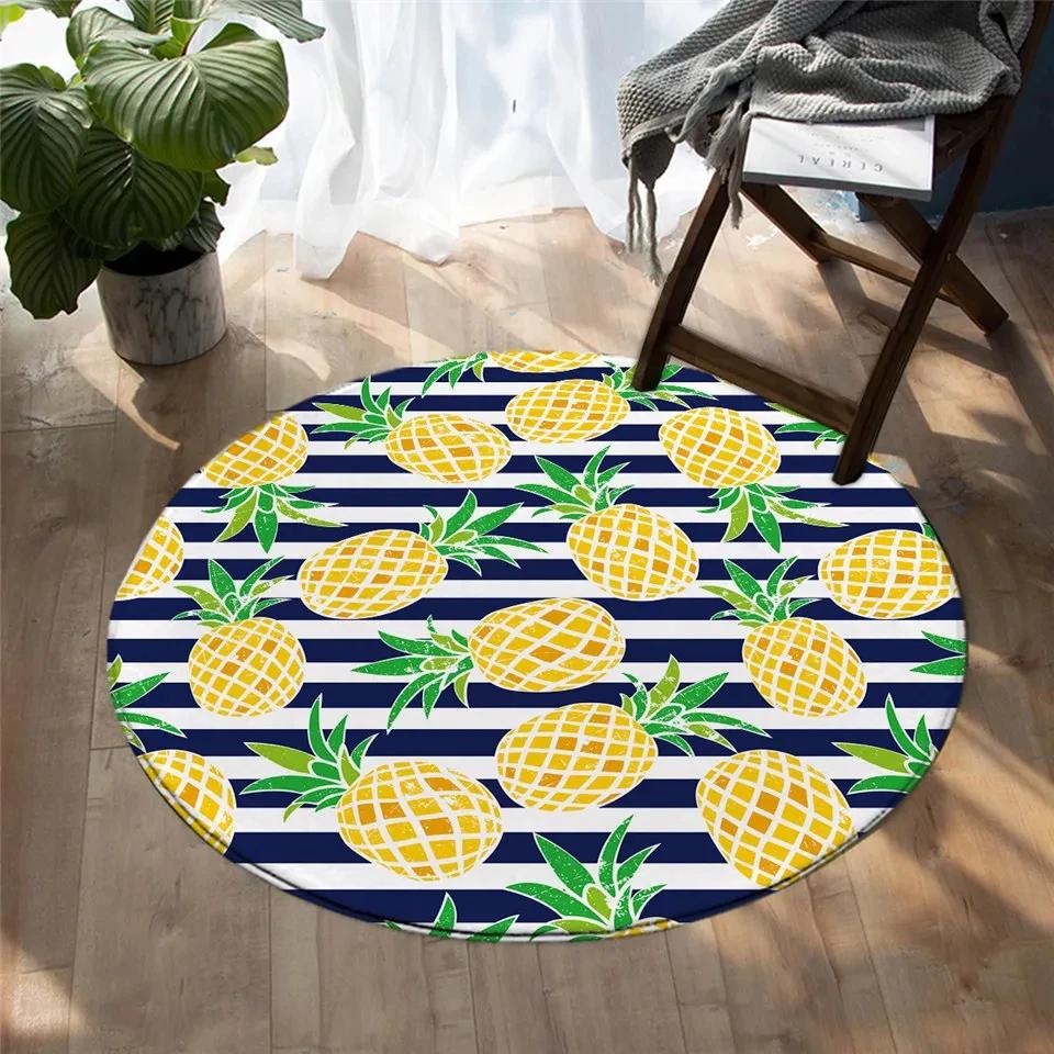 3D Fruit Print Round Carpet Circle Area Rug for Bathroom Living Room Bedroom Decor Non-slip Cloakroom Floor Mats Kitchen Doormat